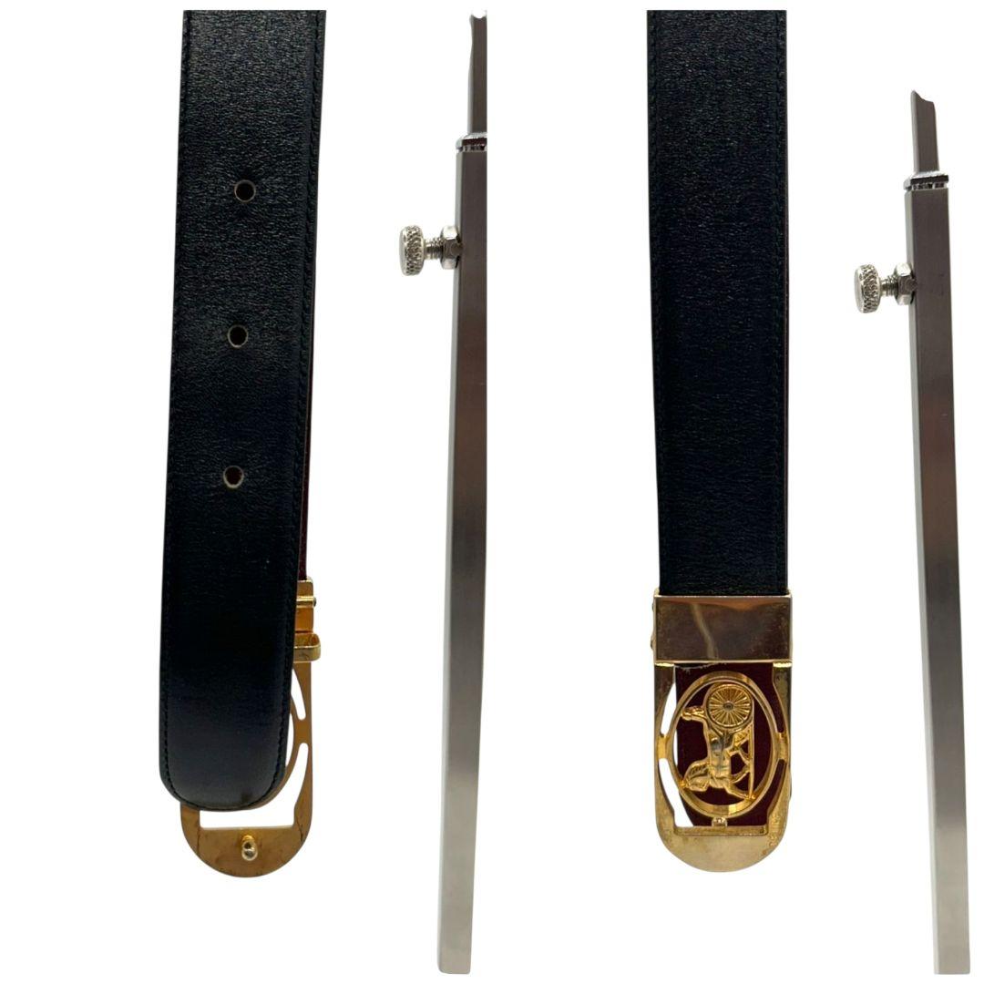 セリーヌ ベルト 黒 ブラック ワインレッド リバーシブル 馬車金具 ゴールド金具 ロゴ PX-2 レザー 本革 高級 ブランド CELINE