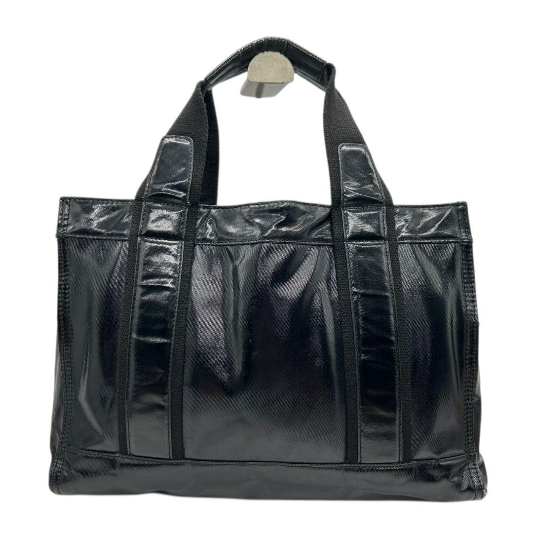 トリーバーチ トートバッグ 黒 ブラック デカロゴ A4収納 ナイロン エナメル ハンドバッグ 自立可 ゴールド金具 高級感 本物保証 鑑定済 オシャレ TORY BURCH E