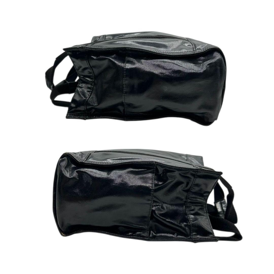 トリーバーチ トートバッグ 黒 ブラック デカロゴ A4収納 ナイロン エナメル ハンドバッグ 自立可 ゴールド金具 高級感 本物保証 鑑定済 オシャレ TORY BURCH E