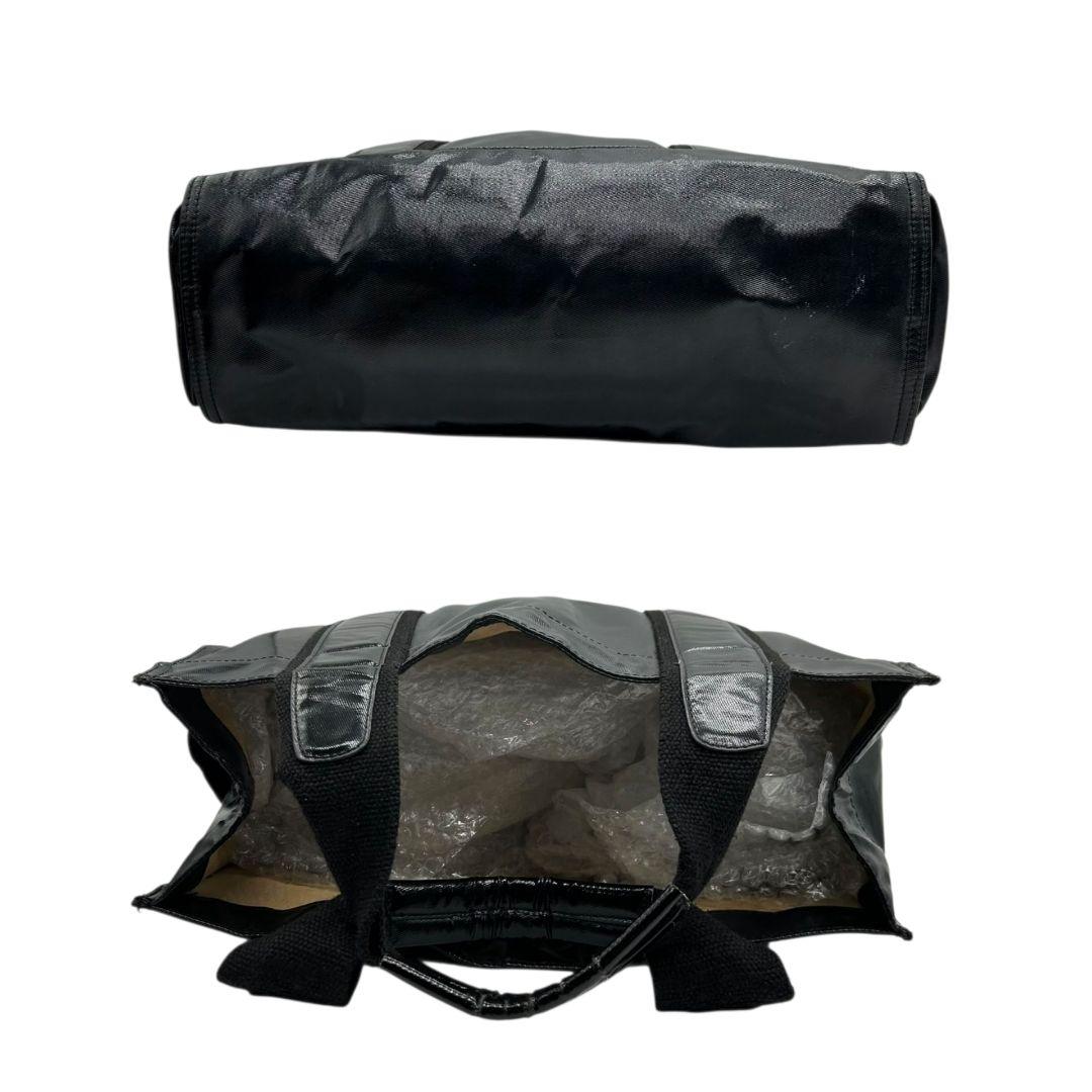 トリーバーチ トートバッグ 黒 ブラック デカロゴ A4収納 ナイロン エナメル ハンドバッグ 自立可 ゴールド金具 高級感 本物保証 鑑定済 オシャレ TORY BURCH E