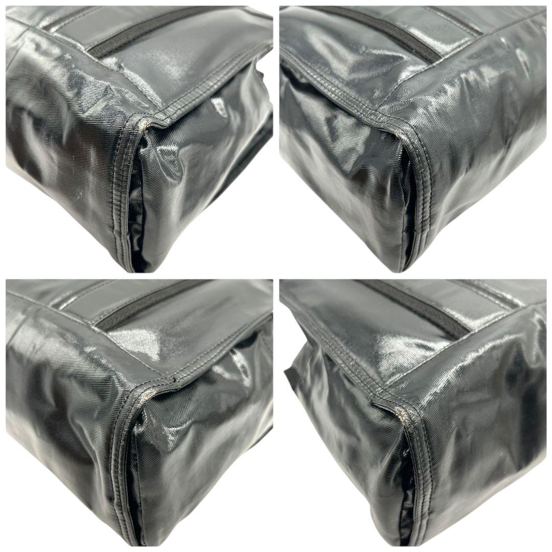 トリーバーチ トートバッグ 黒 ブラック デカロゴ A4収納 ナイロン エナメル ハンドバッグ 自立可 ゴールド金具 高級感 本物保証 鑑定済 オシャレ TORY BURCH E