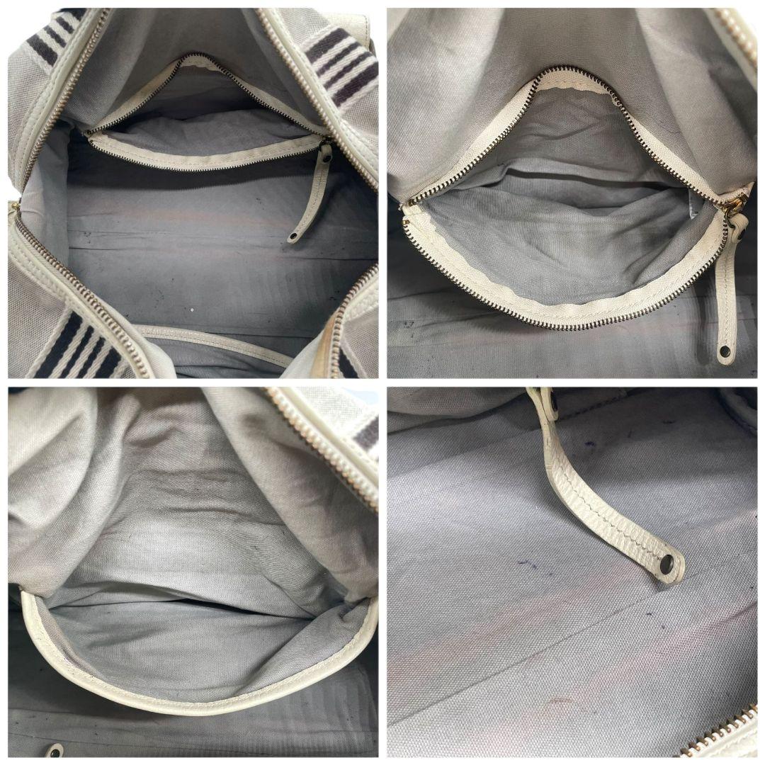 BURBERRY BLUE LABEL バーバリーブルーレーベル ミニボストン グレー ストライプ ホースロゴ レザー×キャンバス 自立可 ワンショルダー 肩掛け可 ハンドバッグ トート u17