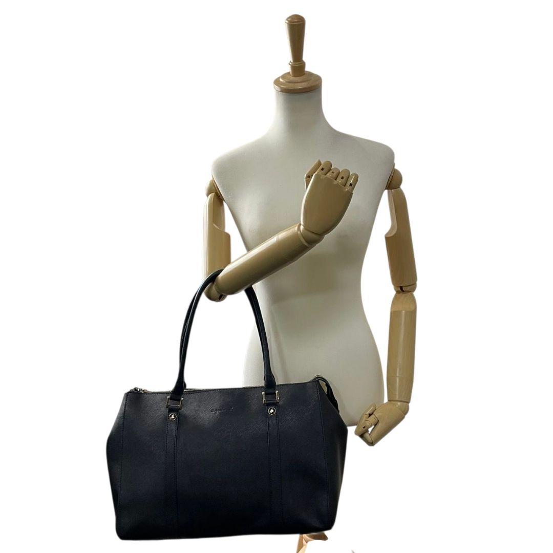 アニエスベー ボストンバッグ 黒 レザー 本革 ワンショルダー ロゴ トートバッグ A4収納 ハンドバッグ 肩掛け可 肩かけ可 ブラック ゴールド金具 agns b. s4 上品 高級感