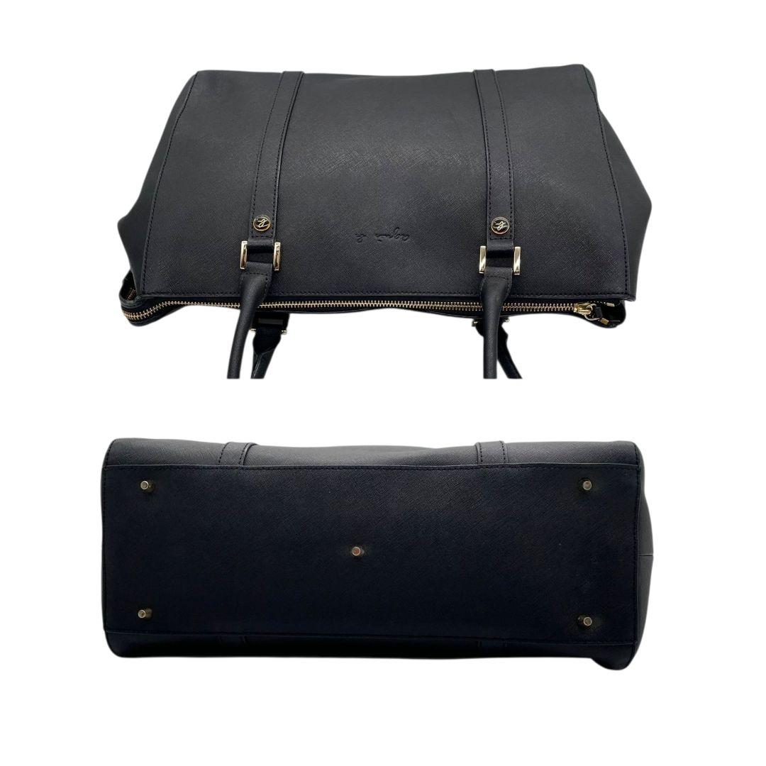 アニエスベー ボストンバッグ 黒 レザー 本革 ワンショルダー ロゴ トートバッグ A4収納 ハンドバッグ 肩掛け可 肩かけ可 ブラック ゴールド金具 agns b. s4 上品 高級感