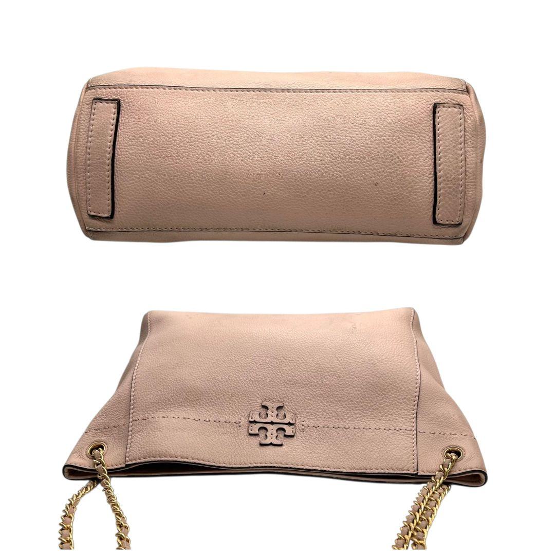 トリーバーチ デカロゴ 2way レザー トートバッグ ピンク 自立可 斜め掛け可 ワンショルダー ハンドバッグ ショルダーバッグ ゴールド金具 本革