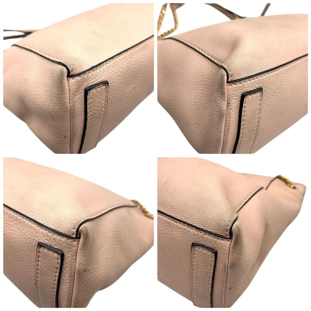 トリーバーチ デカロゴ 2way レザー トートバッグ ピンク 自立可 斜め掛け可 ワンショルダー ハンドバッグ ショルダーバッグ ゴールド金具 本革