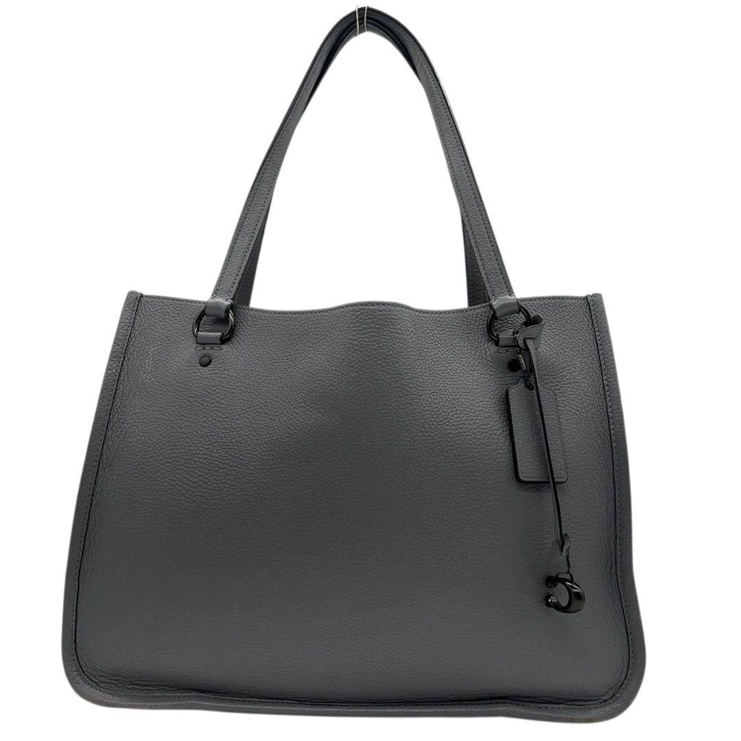 コーチ ハンドバッグ グレー ワンショルダー A4収納 レザー トートバッグ 本革 肩掛け可 チャーム付き ロゴタグ C3768