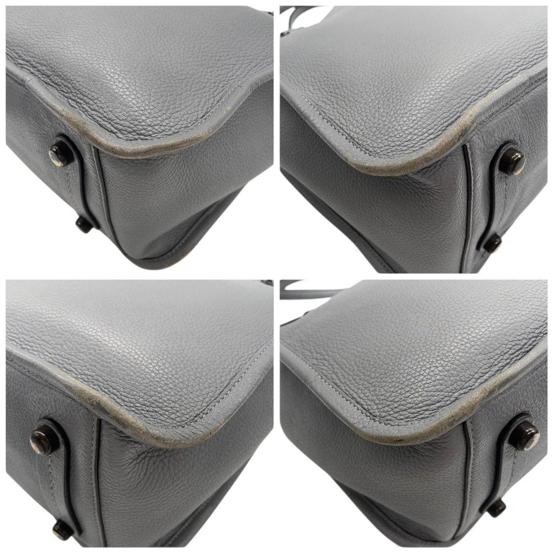 コーチ ハンドバッグ グレー ワンショルダー A4収納 レザー トートバッグ 本革 肩掛け可 チャーム付き ロゴタグ C3768