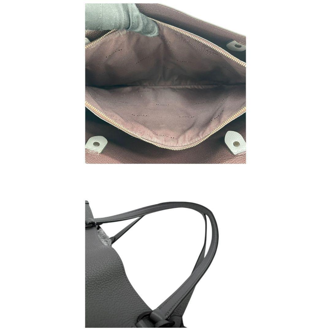 コーチ ハンドバッグ グレー ワンショルダー A4収納 レザー トートバッグ 本革 肩掛け可 チャーム付き ロゴタグ C3768