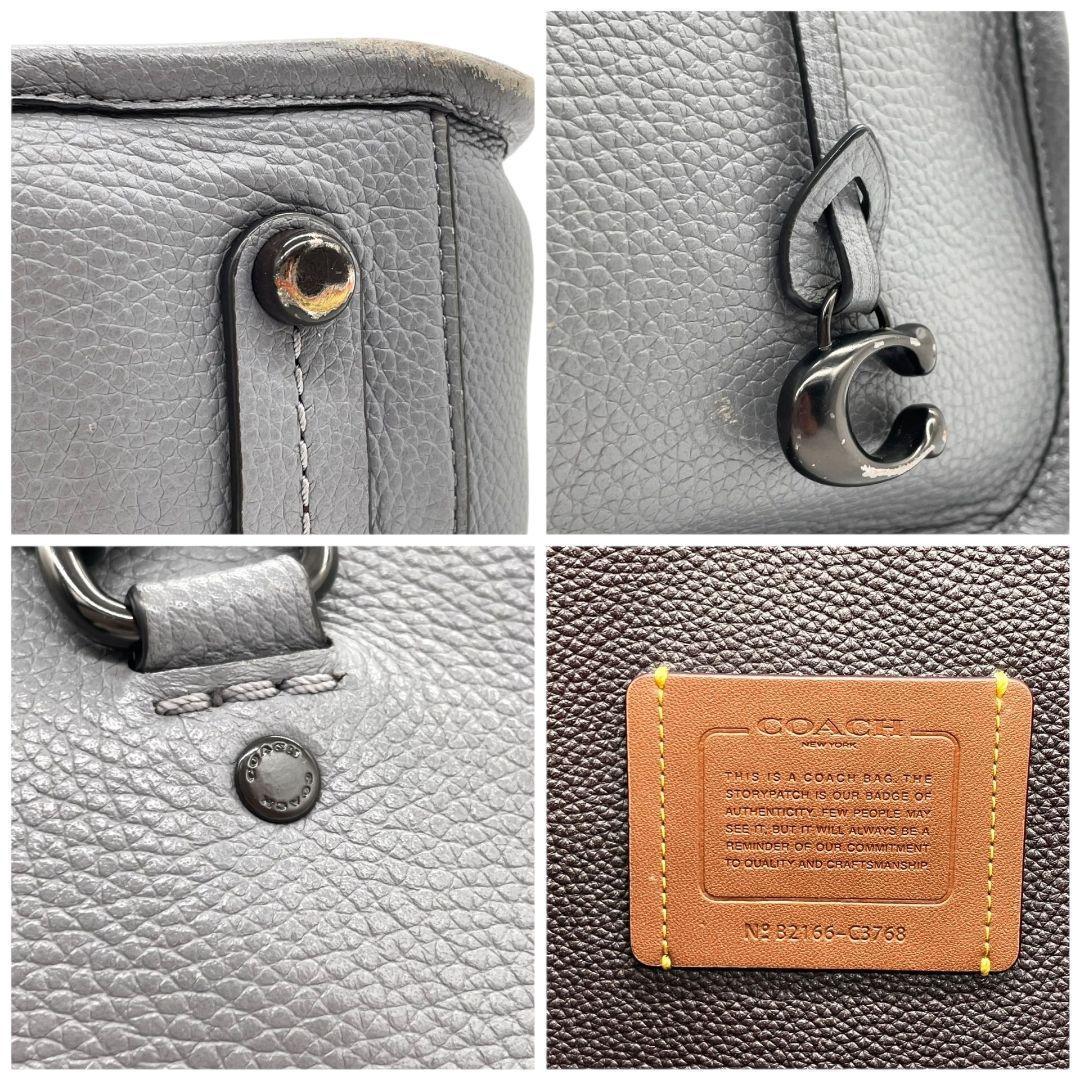 コーチ ハンドバッグ グレー ワンショルダー A4収納 レザー トートバッグ 本革 肩掛け可 チャーム付き ロゴタグ C3768