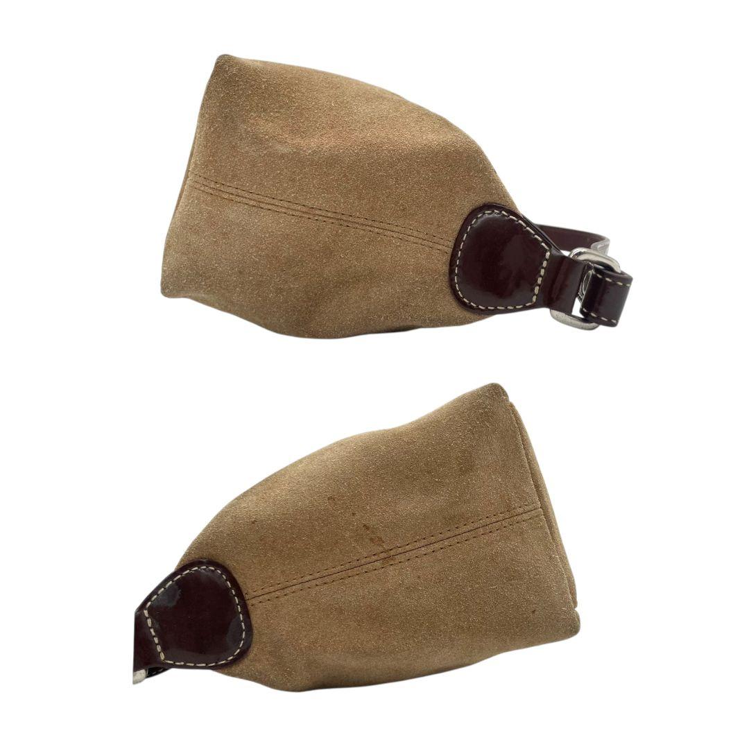 コーチ　ハンドバッグ　ベージュ　スウェード　レザー　本革　ロゴ　ブラウン　ミニバッグ　トートバッグ　ショルダー可　上品デザイン　COACH　s15