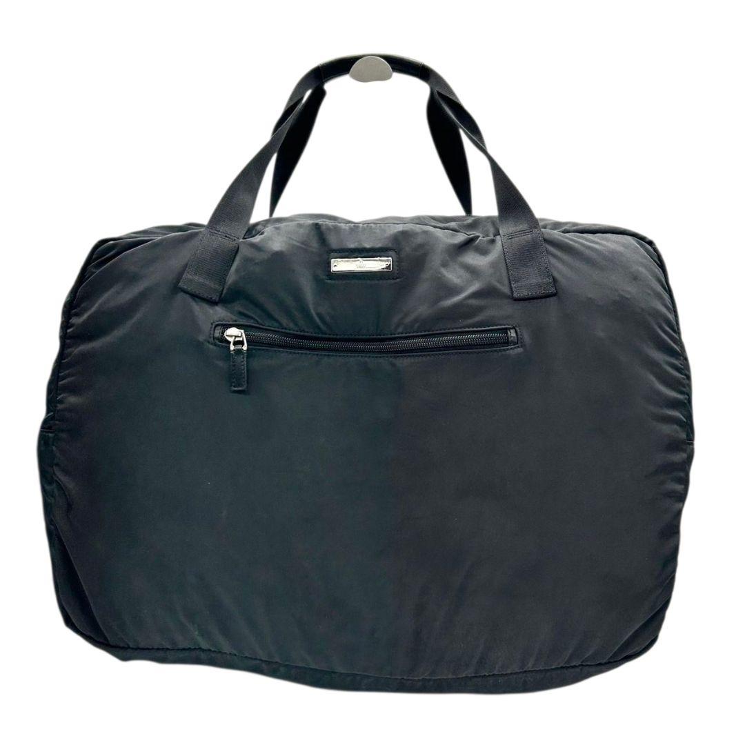 GUCCI グッチ ボストンバッグ ナイロン 黒 ブラック A4収納可 自立可 トートバッグ ハンドバッグ ワンショルダー 肩掛け可 ロゴプレート シルバー金具 X2 レディース メンズ