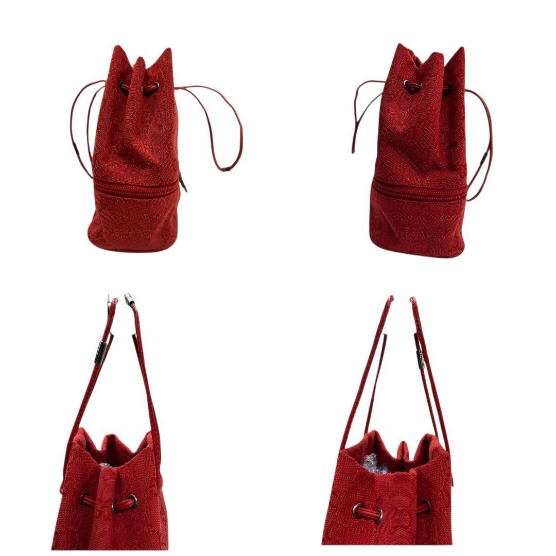 グッチ GUCCI ハンドバッグ GGキャンバス 巾着バッグ レザー 赤 レッド 本革 トートバッグ s20