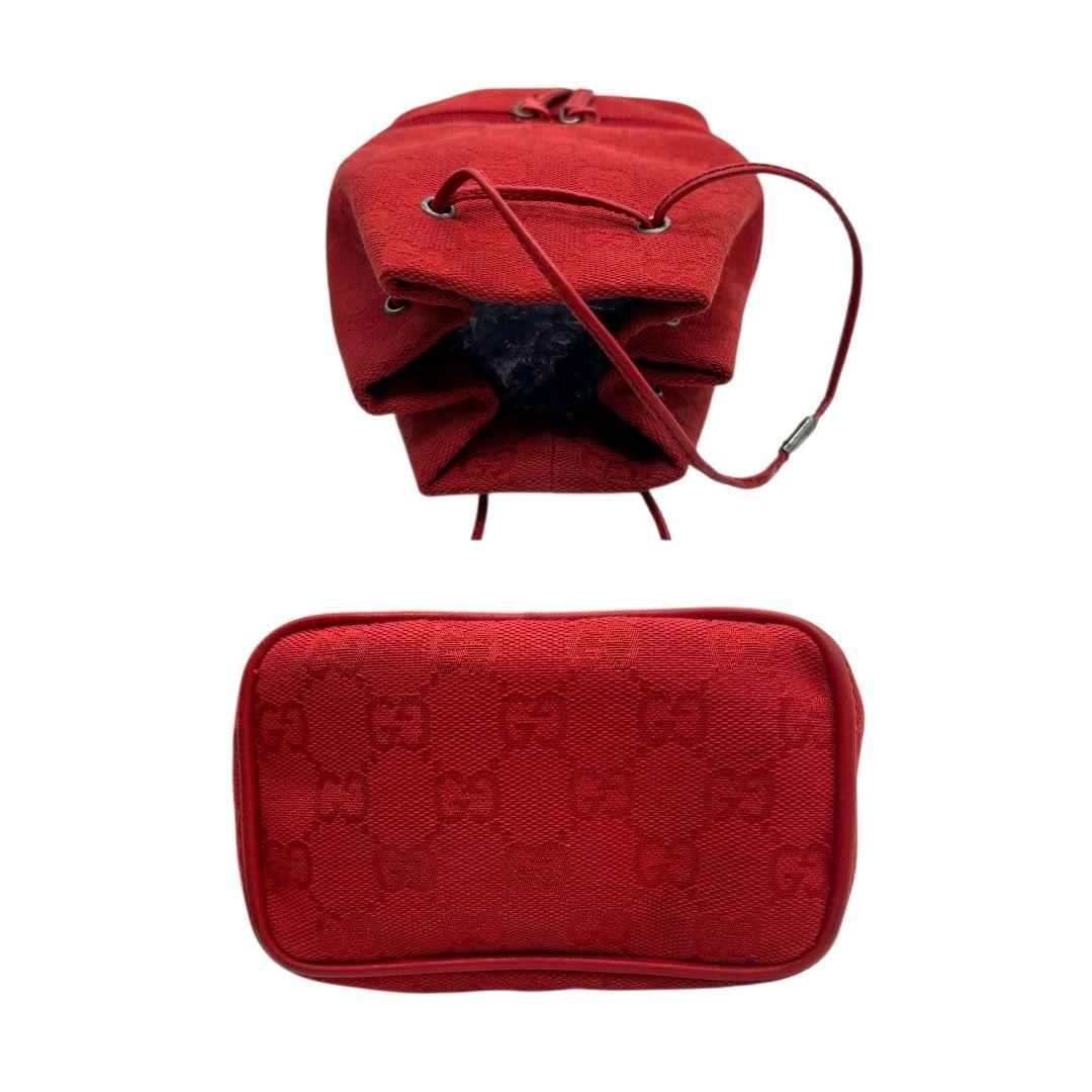 グッチ GUCCI ハンドバッグ GGキャンバス 巾着バッグ レザー 赤 レッド 本革 トートバッグ s20