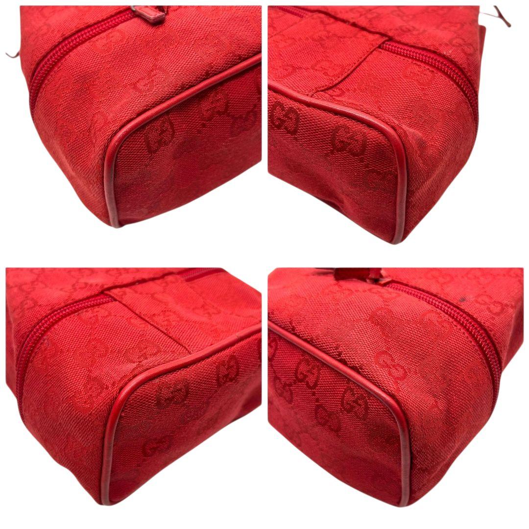 グッチ GUCCI ハンドバッグ GGキャンバス 巾着バッグ レザー 赤 レッド 本革 トートバッグ s20