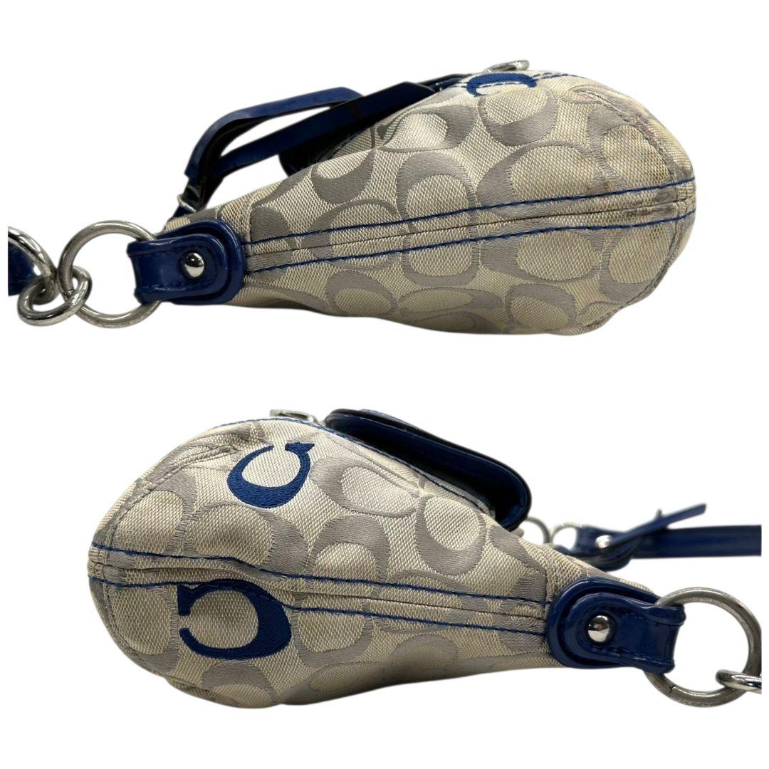 コーチ ハンドバッグ 白 シグネチャー キャンバス ロック金具 ワンショルダー トートバッグ 肩掛け可 肩かけ可 レザー 本革 ホワイト ネイビー COACH F21623 s20 上品