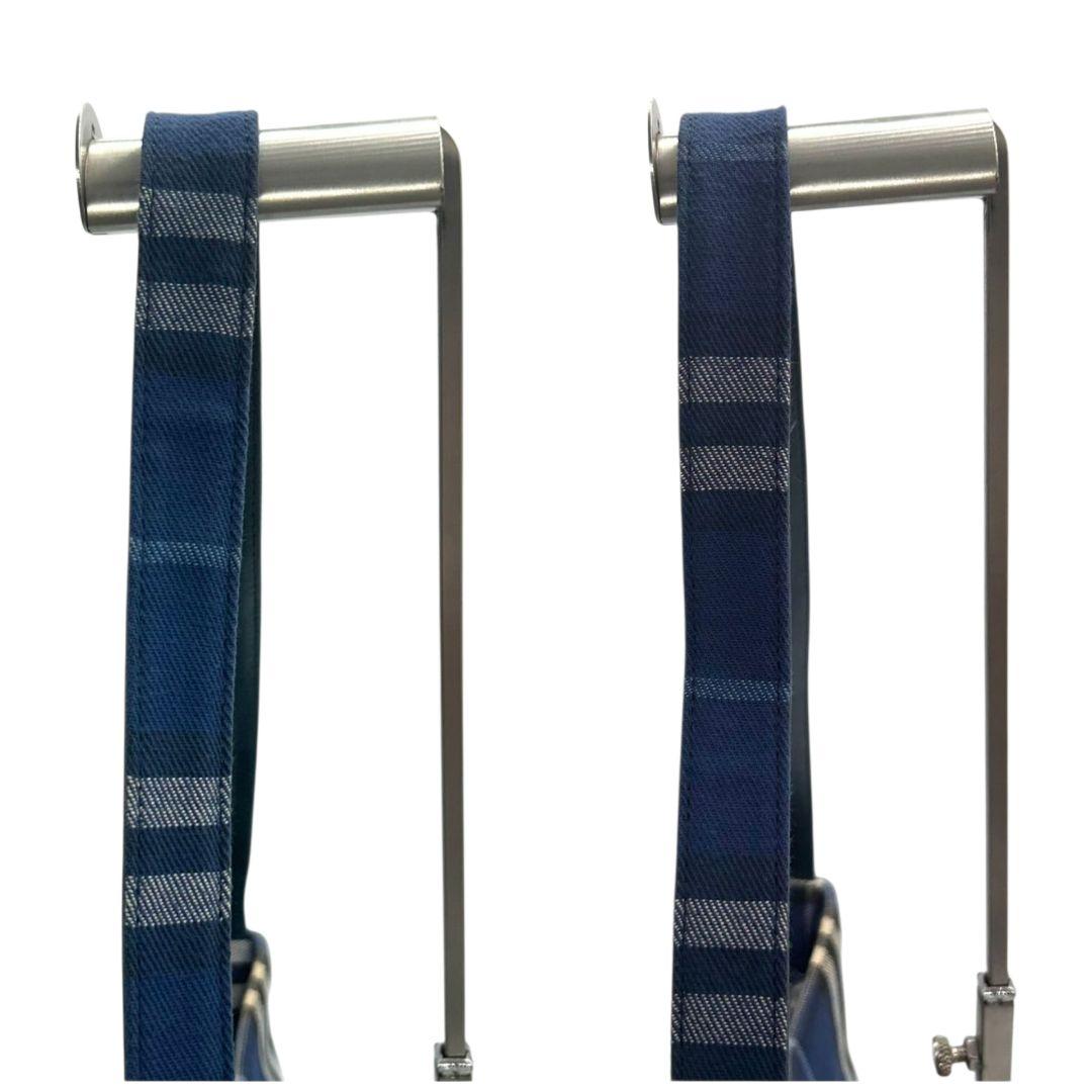 バーバリー チェック柄 キャンバス ショルダーバッグ ブルー ネイビー ホースロゴ ワンショルダー トートバッグ ハンドバッグ 総柄