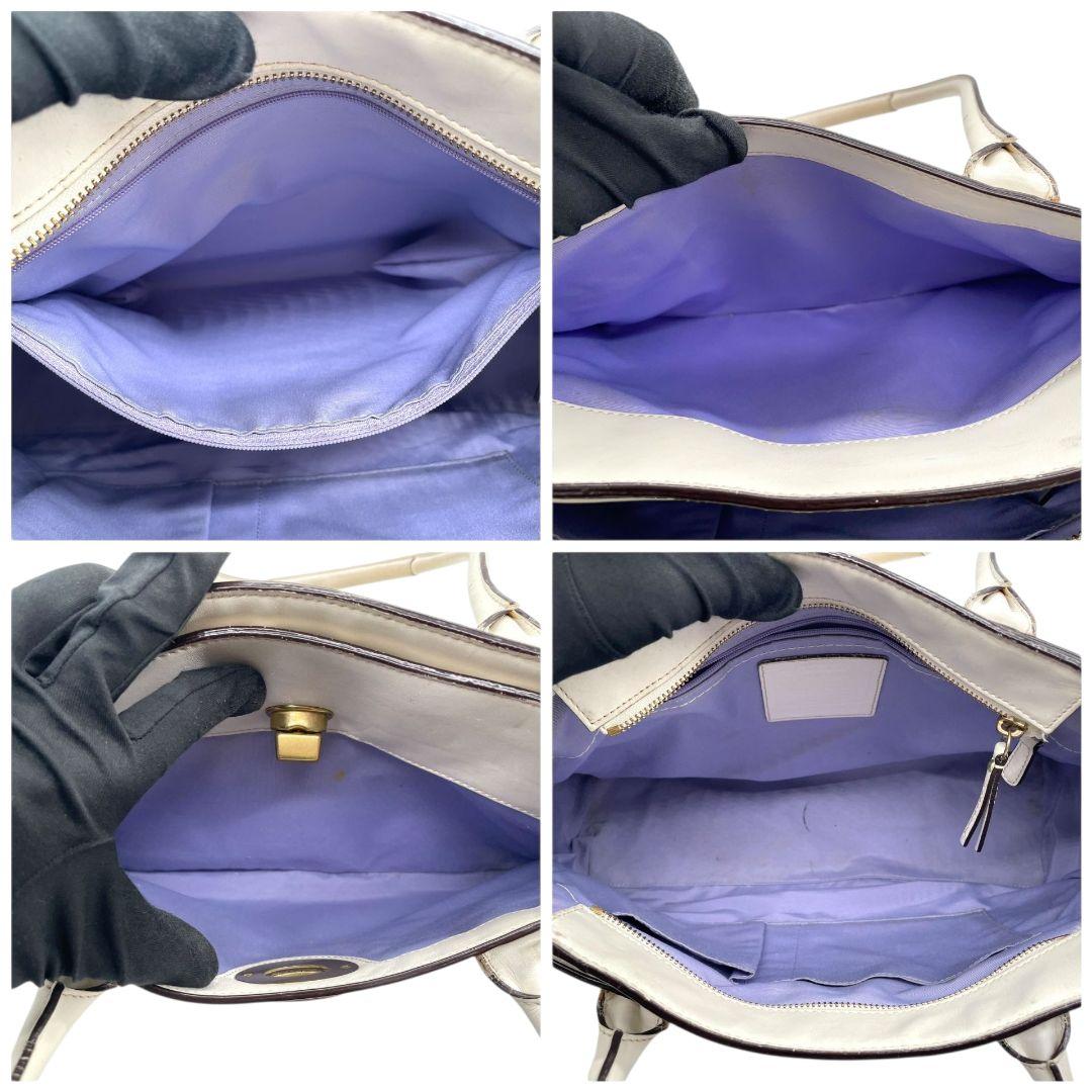 コーチ トートバッグ 白 ターンロック ワンショルダー COACH レザー u15 ハンドバッグ 肩掛け可 肩かけ可 本革 ホワイト ゴールド金具 11554