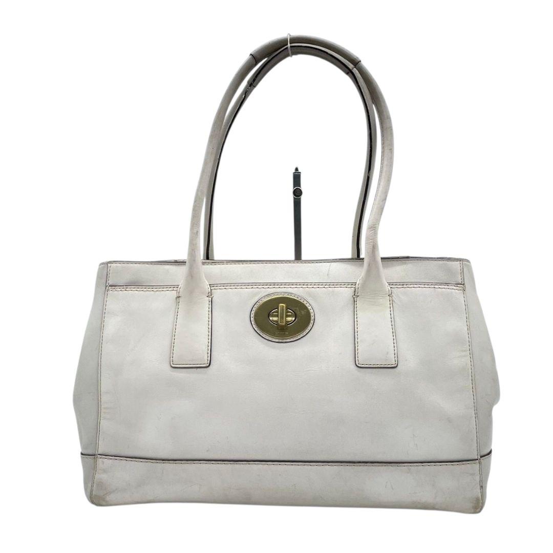 コーチ トートバッグ 白 ターンロック ワンショルダー COACH レザー u15 ハンドバッグ 肩掛け可 肩かけ可 本革 ホワイト ゴールド金具 11554