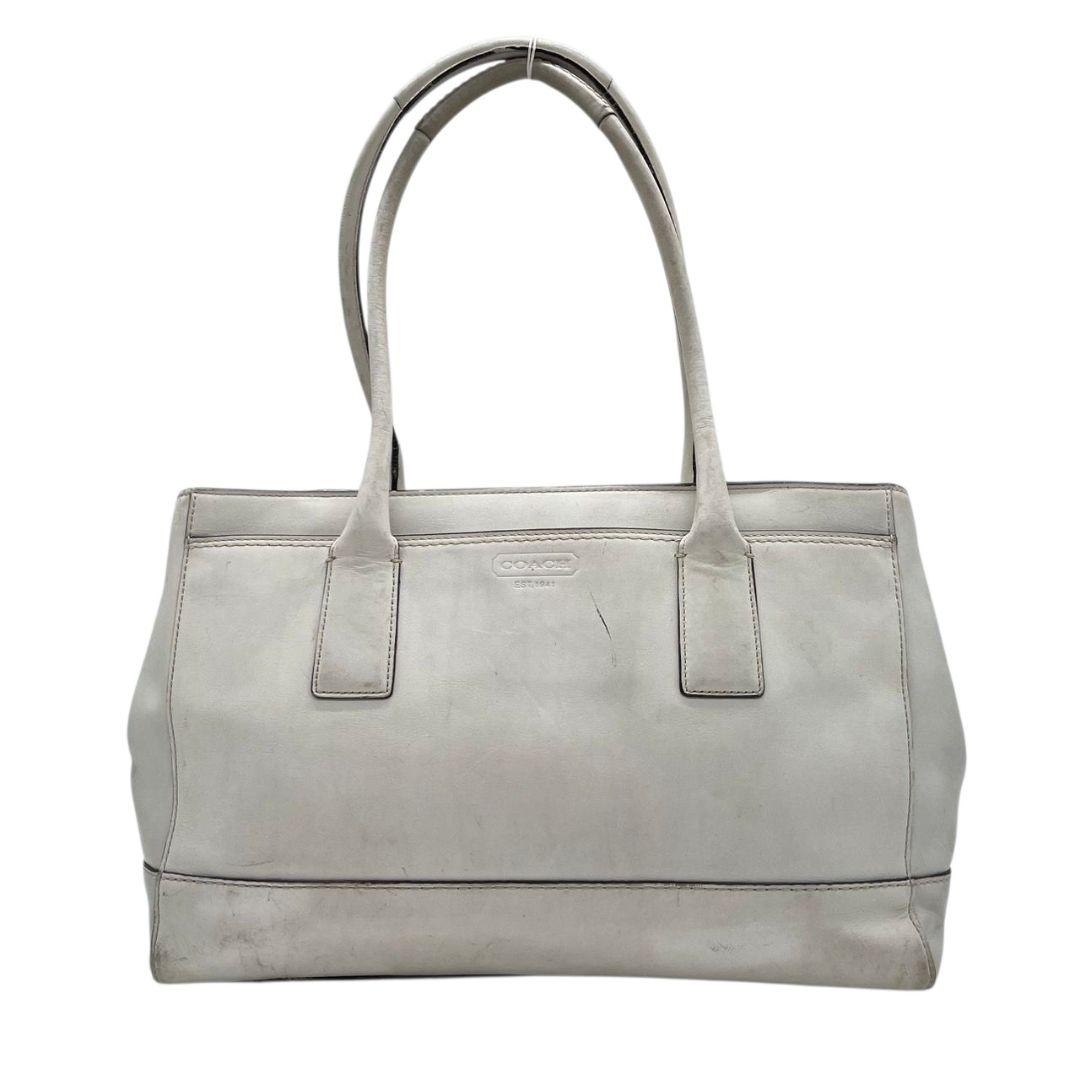 コーチ トートバッグ 白 ターンロック ワンショルダー COACH レザー u15 ハンドバッグ 肩掛け可 肩かけ可 本革 ホワイト ゴールド金具 11554