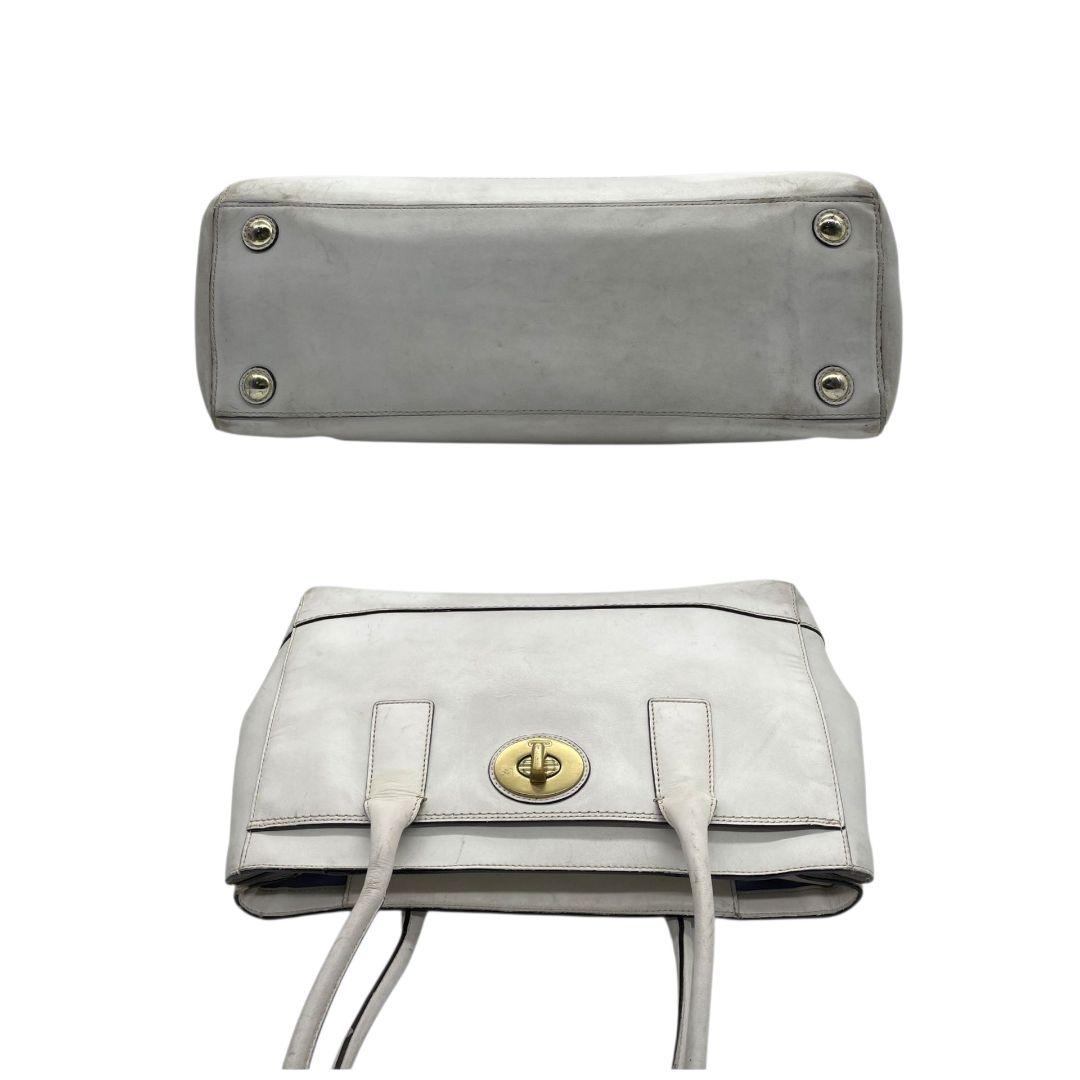 コーチ トートバッグ 白 ターンロック ワンショルダー COACH レザー u15 ハンドバッグ 肩掛け可 肩かけ可 本革 ホワイト ゴールド金具 11554