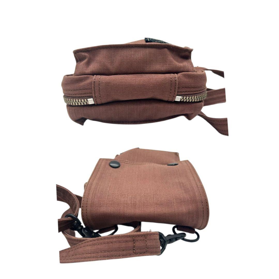 美品 ポーター ショルダーバッグ 茶 ブラウン スモーキー フラップ ロゴタグ キャンバス 斜め掛け可 バーティカルショルダーバッグ カジュアル PORTER s69