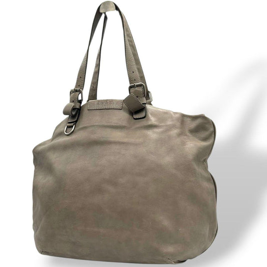 トラモンターノ トートバッグ グレー A4収納 ワンショルダー レザー 本革 ハンドバッグ 肩掛け可 シルバー金具 ロゴプレート T6 TRAMONTANO イタリア製 高級