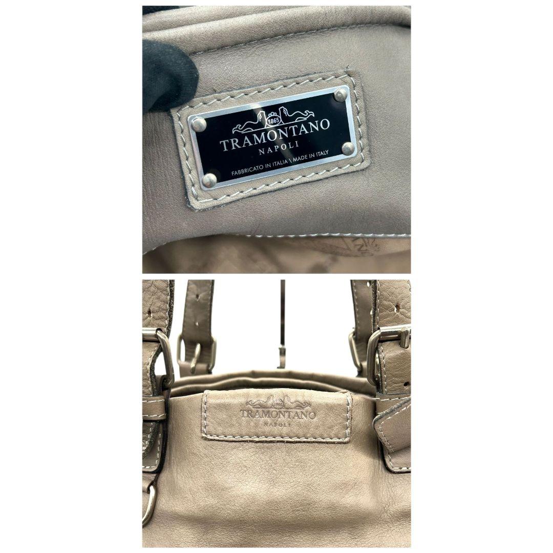 トラモンターノ トートバッグ グレー A4収納 ワンショルダー レザー 本革 ハンドバッグ 肩掛け可 シルバー金具 ロゴプレート T6 TRAMONTANO イタリア製 高級