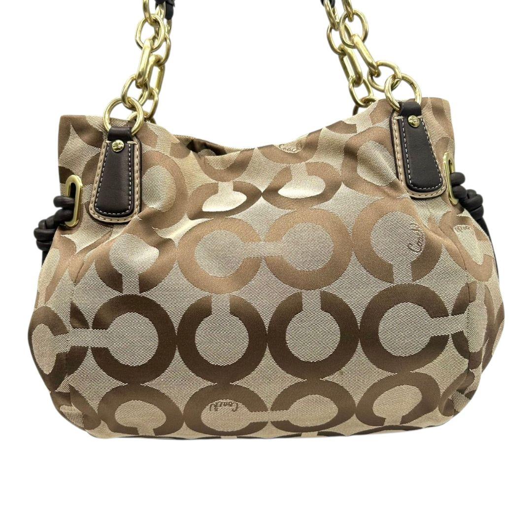 【新品同様】 コーチ COACH トートバッグ ショルダーバッグ 2way ブラウン 茶 オプアート Y2K 002 vintage キャンバス レザー 本革 A4収納可 ロゴタグ シルバー金具 J1082-F05364 E11