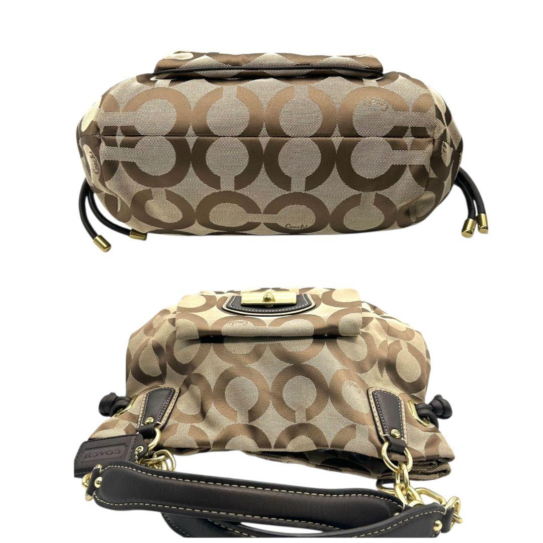 【新品同様】 コーチ COACH トートバッグ ショルダーバッグ 2way ブラウン 茶 オプアート Y2K 002 vintage キャンバス レザー 本革 A4収納可 ロゴタグ シルバー金具 J1082-F05364 E11