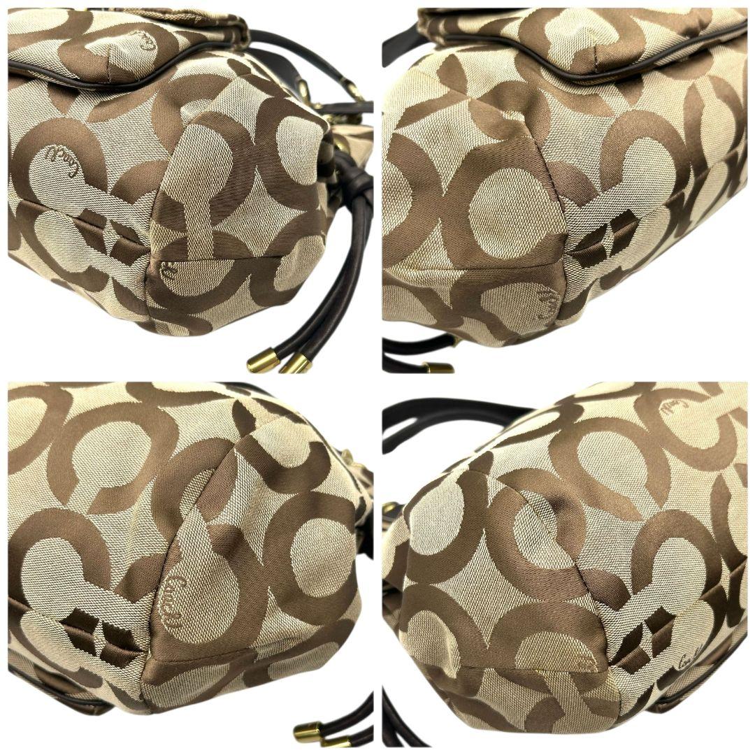【新品同様】 コーチ COACH トートバッグ ショルダーバッグ 2way ブラウン 茶 オプアート Y2K 002 vintage キャンバス レザー 本革 A4収納可 ロゴタグ シルバー金具 J1082-F05364 E11