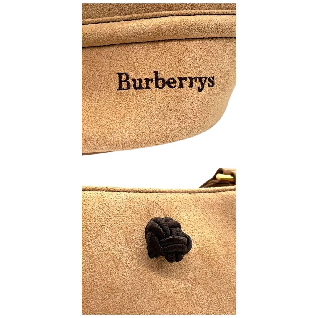 美品 バーバリー スウェード レザー ショルダーバッグ ベージュ ロゴ ワンショルダー ゴールド金具 ハンドバッグ トートバッグ