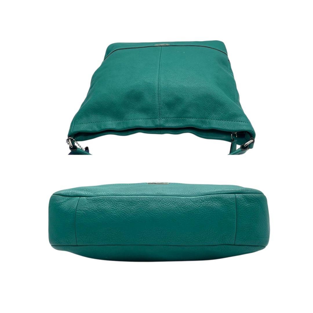 コーチ ハンドバッグ 緑 2way レザー 本革 パークレザー ホーボー s96 ショルダーバッグ エメラルドグリーン トートバッグ 斜め掛け可 ロゴプレート ロゴタグ シルバー金具 COACH D1357-F23293