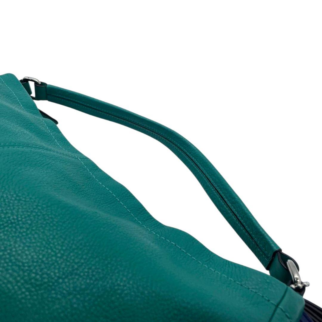 コーチ ハンドバッグ 緑 2way レザー 本革 パークレザー ホーボー s96 ショルダーバッグ エメラルドグリーン トートバッグ 斜め掛け可 ロゴプレート ロゴタグ シルバー金具 COACH D1357-F23293