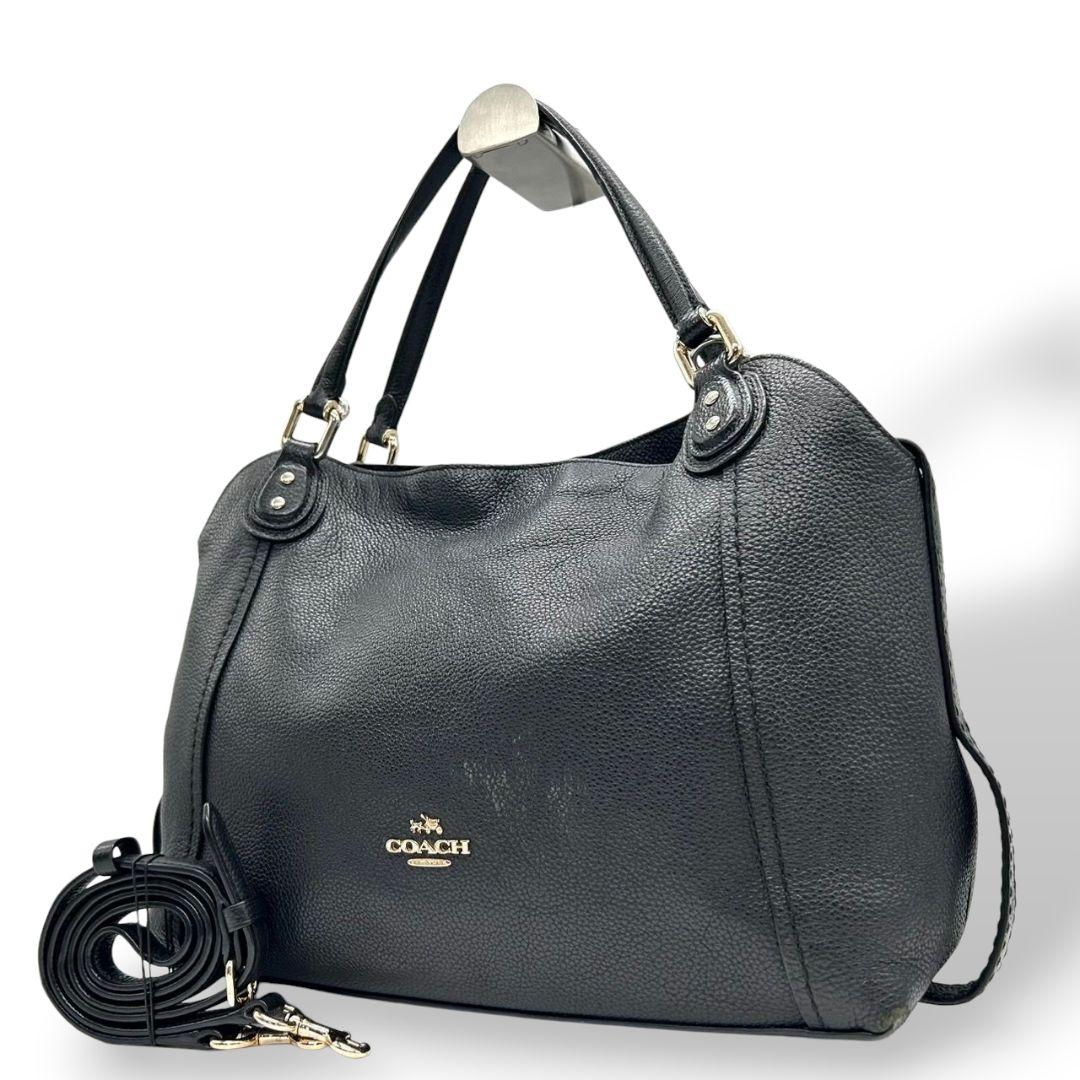 コーチ トートバッグ 黒 ブラック シグネチャー ハンプトンズ キャンバス レザー 本革 ワンショルダー ハンドバッグ 肩掛け可 シルバー金具 COACH G0851-F12843 s79
