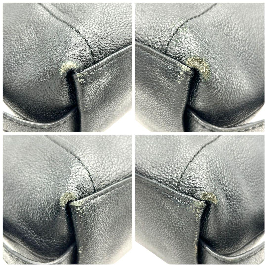 コーチ トートバッグ 黒 ブラック シグネチャー ハンプトンズ キャンバス レザー 本革 ワンショルダー ハンドバッグ 肩掛け可 シルバー金具 COACH G0851-F12843 s79