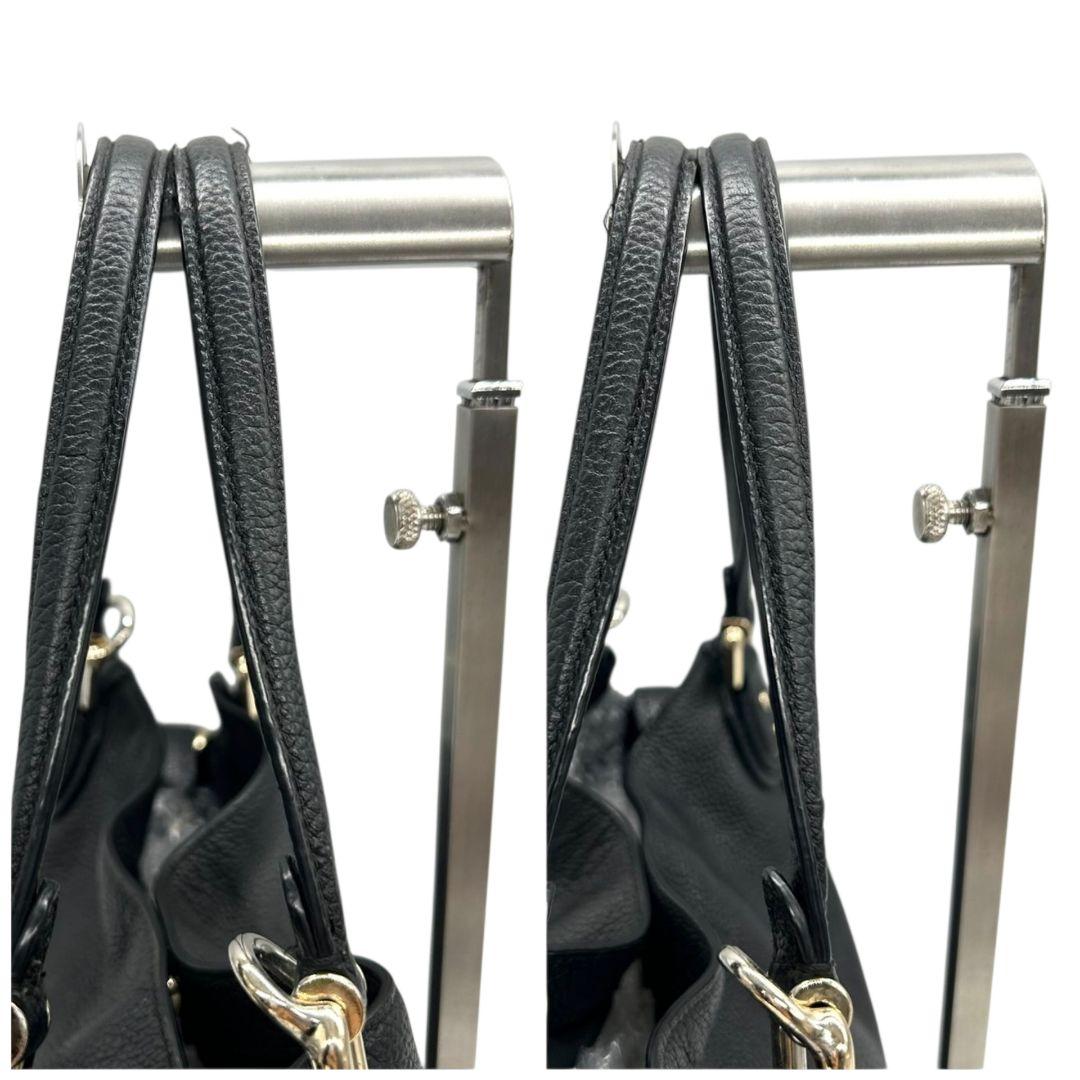 コーチ トートバッグ 黒 ブラック シグネチャー ハンプトンズ キャンバス レザー 本革 ワンショルダー ハンドバッグ 肩掛け可 シルバー金具 COACH G0851-F12843 s79