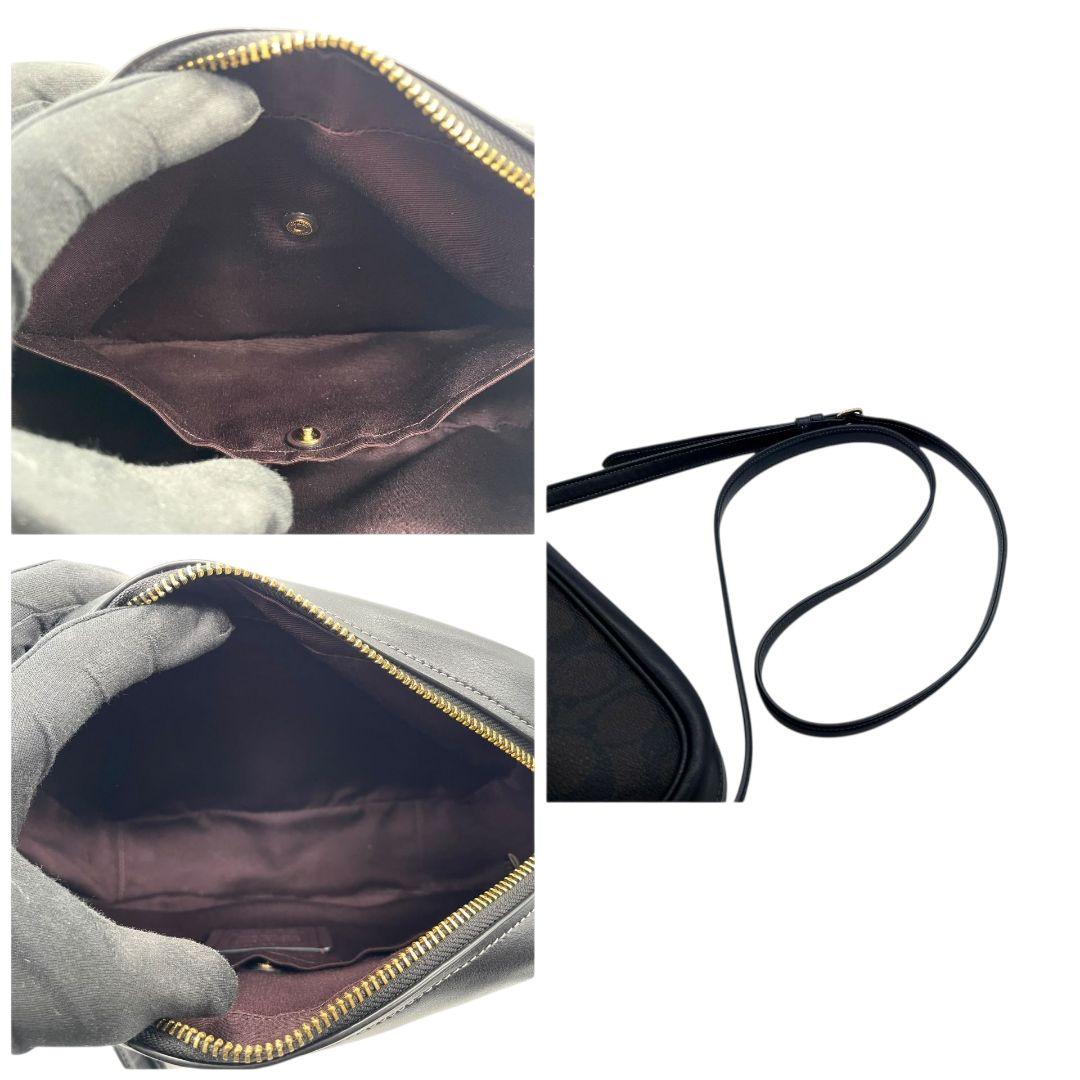 コーチ ショルダーバッグ シグネチャー 茶 レザー 斜め掛け可 カメラバッグ ロゴタグ ゴールド金具 ブラウン ロゴ 本革 COACH CR135 オシャレ