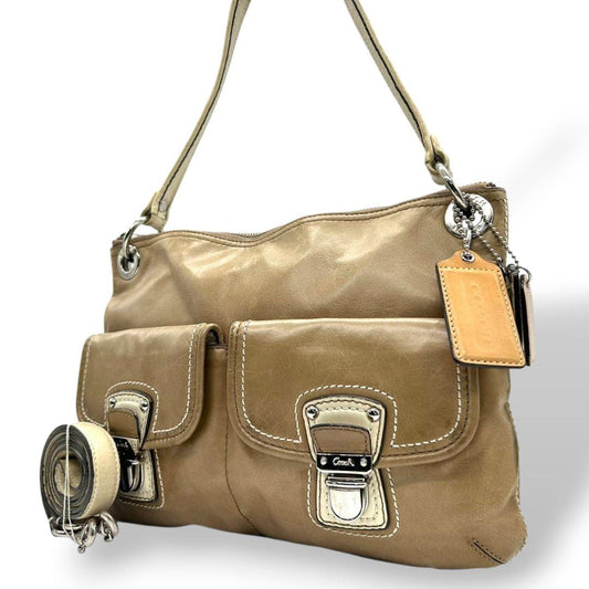 コーチ ショルダーバッグ ベージュ クリスティン 2way レザー 本革 ワンショルダー トートバッグ ハンドバッグ 斜め掛け可 ターンロック COACH s79