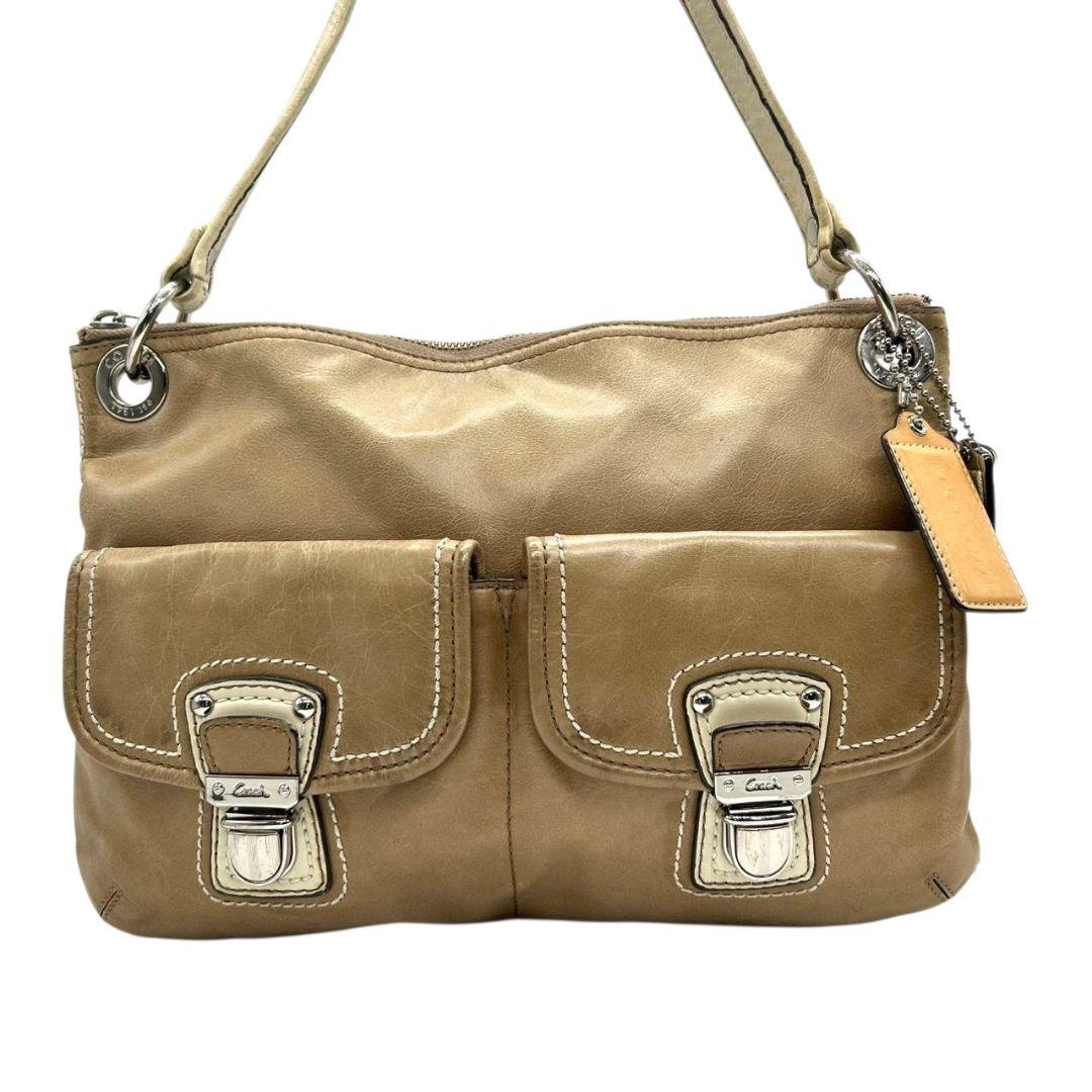 コーチ ショルダーバッグ ベージュ クリスティン 2way レザー 本革 ワンショルダー トートバッグ ハンドバッグ 斜め掛け可 ターンロック COACH s79