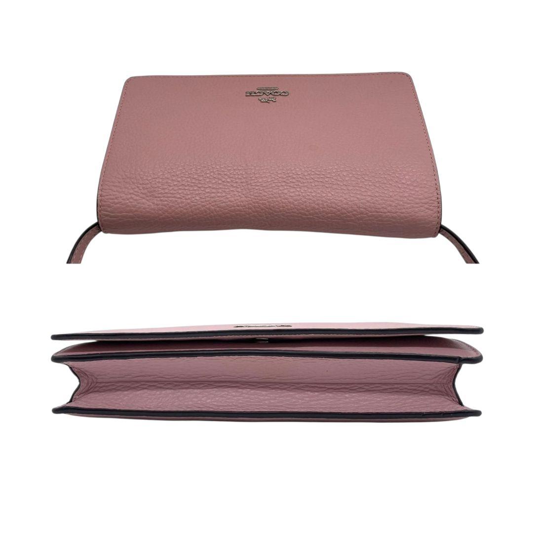 コーチ ショルダーバッグ ピンク フラップ ロゴ 斜め掛け可 レザー u13 シルバー金具 本革 COACH