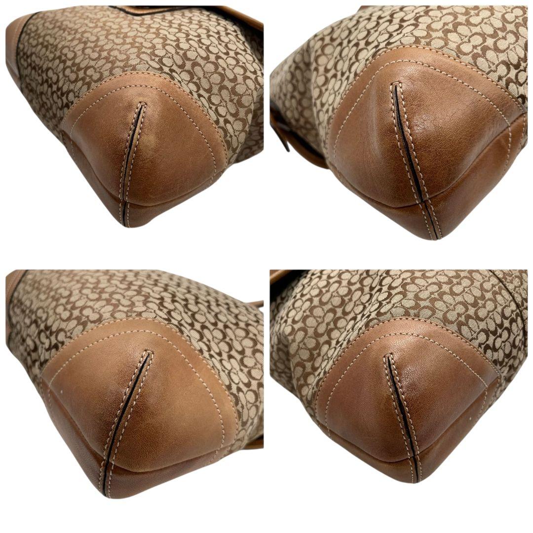 コーチ COACH ショルダーバッグ ブラウン 茶 ミニシグネチャー フラップ ホーボー 斜め掛け可 キャンバス レザー 本革 シルバー金具 ロゴタグ 6376