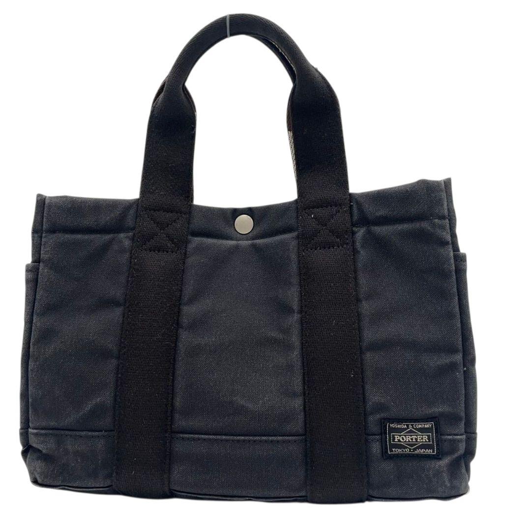 ポーター PORTER ハンドバッグ トートバッグ 黒 ブラック キャンバス ロゴタグ シルバー金具 吉田カバン T2 メンズ レディース