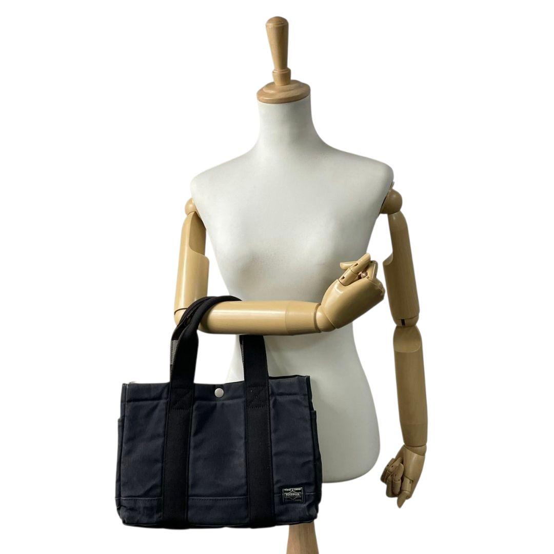 ポーター PORTER ハンドバッグ トートバッグ 黒 ブラック キャンバス ロゴタグ シルバー金具 吉田カバン T2 メンズ レディース