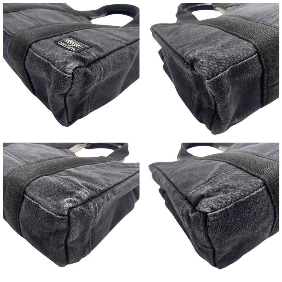 ポーター PORTER ハンドバッグ トートバッグ 黒 ブラック キャンバス ロゴタグ シルバー金具 吉田カバン T2 メンズ レディース