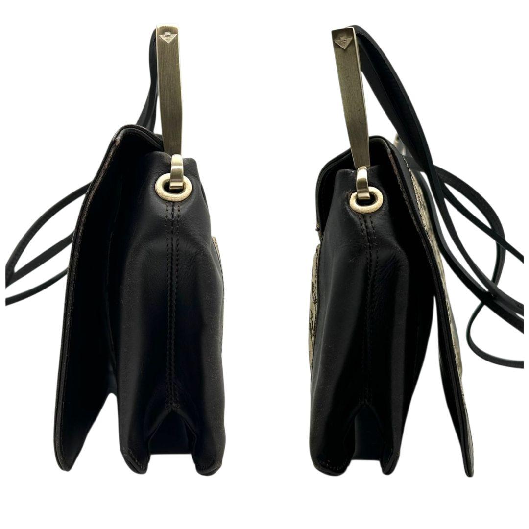 ボッテガヴェネタ BOTTEGA VENETA ショルダーバッグ モノグラム キャンバス レザー ブラウン 茶 本革 フラップ 自立可 カード付き J