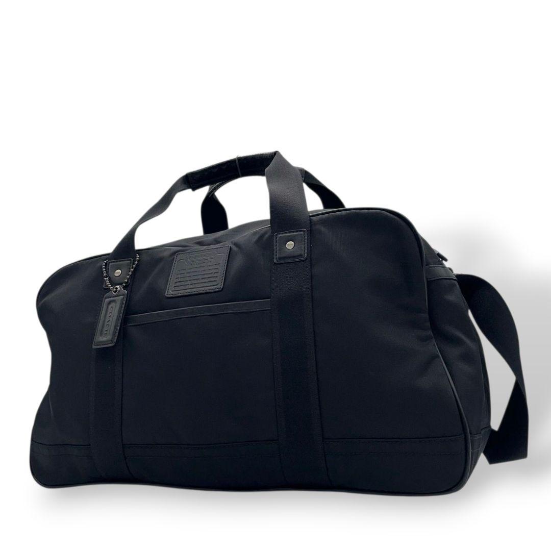 コーチ COACH ボストンバッグ 黒 ブラック キャンバス レザー 本革 2way ワンショルダー トートバッグ ハンドバッグ A4収納可 自立可 斜め掛け可 ロゴプレート F70504　X