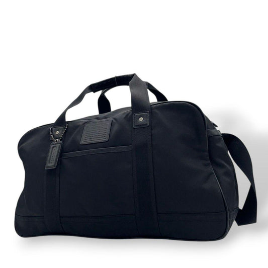 コーチ COACH ボストンバッグ 黒 ブラック キャンバス レザー 本革 2way ワンショルダー トートバッグ ハンドバッグ A4収納可 自立可 斜め掛け可 ロゴプレート F70504　X