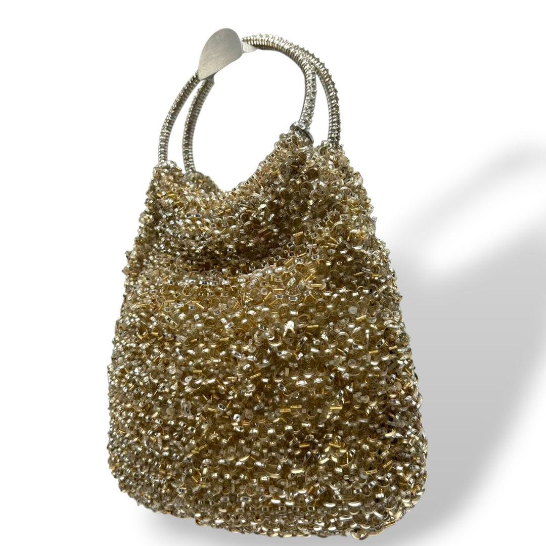 ANTEPRIMA アンテプリマ ハンドバッグ ゴールド シルバー ワイヤーバッグ ビーズ トートバッグ リングハンドル ラインストーン シルバー金具 s49 レディース 上品 高級感