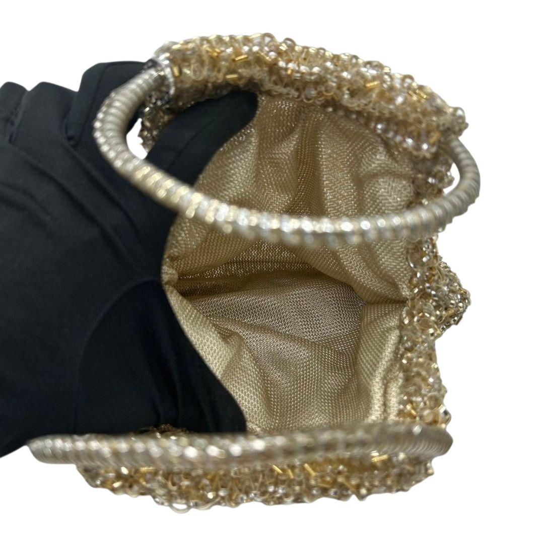 ANTEPRIMA アンテプリマ ハンドバッグ ゴールド シルバー ワイヤーバッグ ビーズ トートバッグ リングハンドル ラインストーン シルバー金具 s49 レディース 上品 高級感